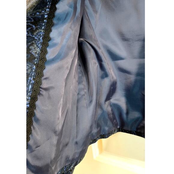 Lands’ End Women’s 16 Blue Paisley Jacquard Dress Jacket Long Sleeve Blazer - Picture 3 of 6